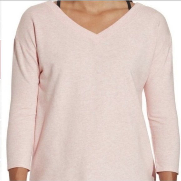 Calia Light Pink Effortless V-Neck V-Back Cutout Back Pullover S WAX31062H - Picture 1 of 8
